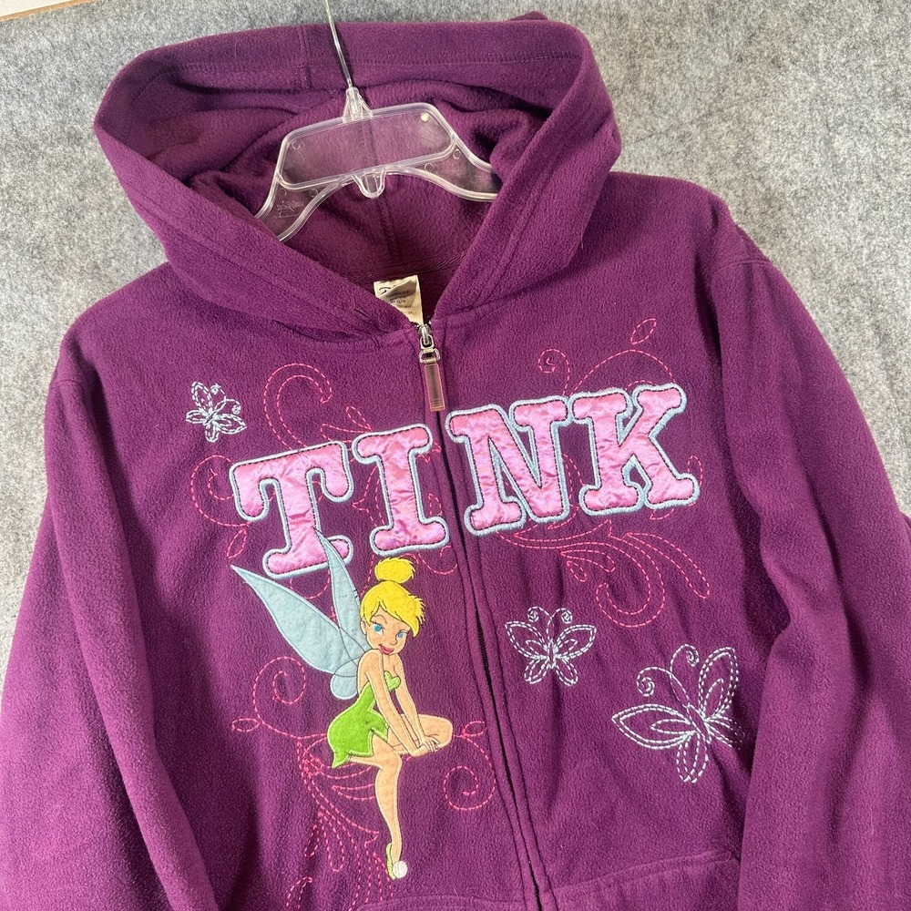 Vtg Disney Tinkerbell Fleece Zip Up Jacket Womens 2XL Embroidered Purple